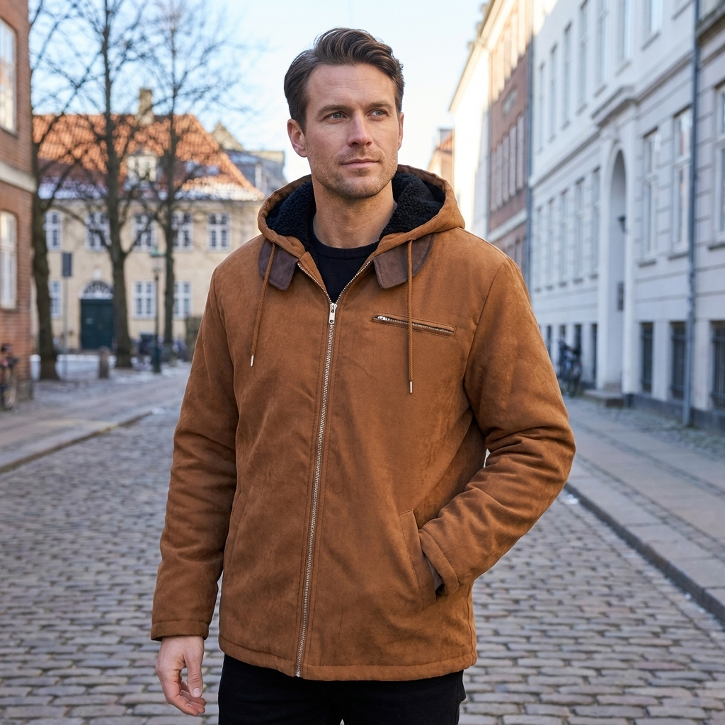 Hættejakke Med Lynlås Og Afslappet Pasform