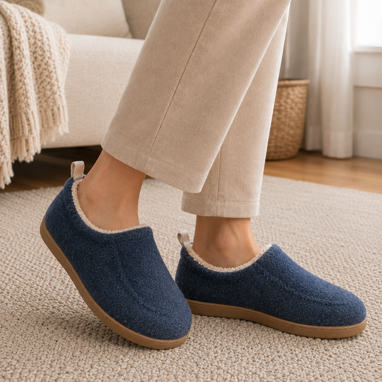 Varme Fleecefodrede Hjemmesko Med Slip-On Design Og Komfortabel Sål