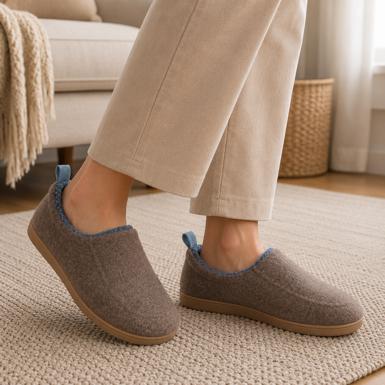 Varme Fleecefodrede Hjemmesko Med Slip-On Design Og Komfortabel Sål