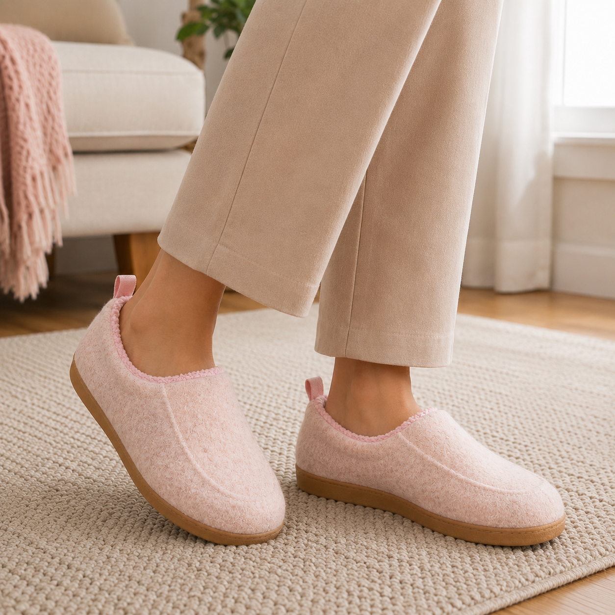 Varme Fleecefodrede Hjemmesko Med Slip-On Design Og Komfortabel Sål
