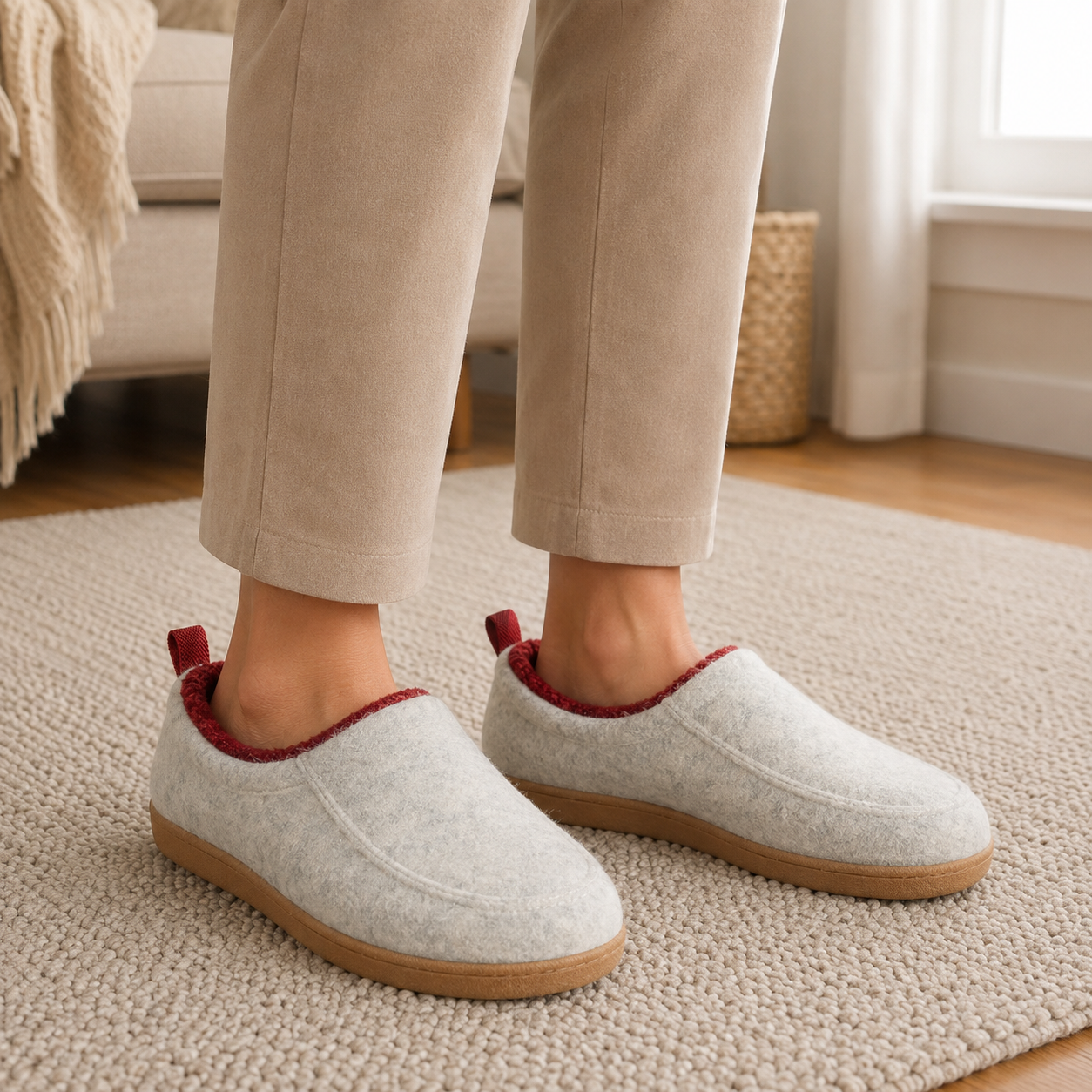 Varme Fleecefodrede Hjemmesko Med Slip-On Design Og Komfortabel Sål