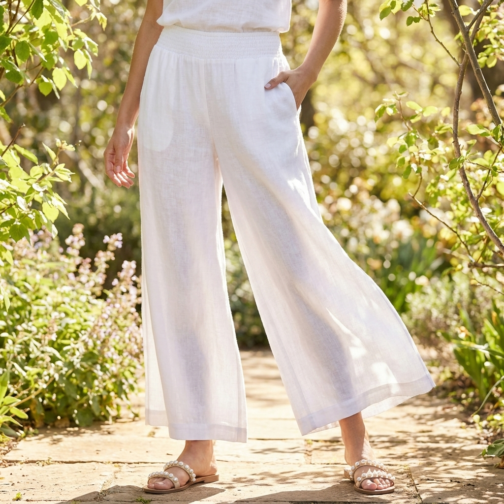 Bukser til Dame med Høj Talje | Elastisk Linning & Løs Pasform | Komfortabel & Afslappet Stil