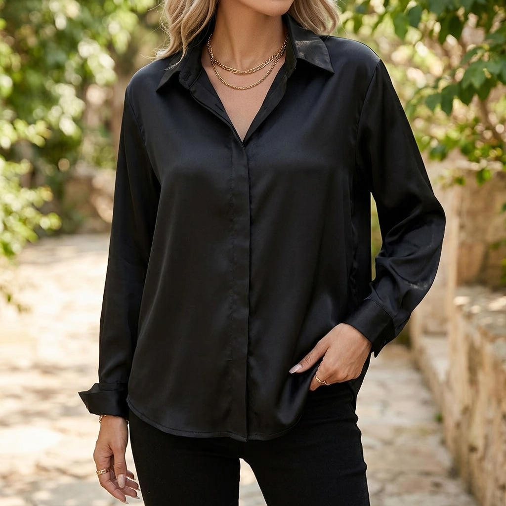 Elegant Bluse til Damer | Satin Look | Stilren & Komfortabel