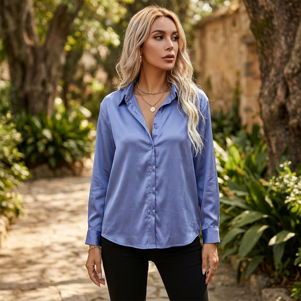 Elegant Bluse til Damer | Satin Look | Stilren & Komfortabel
