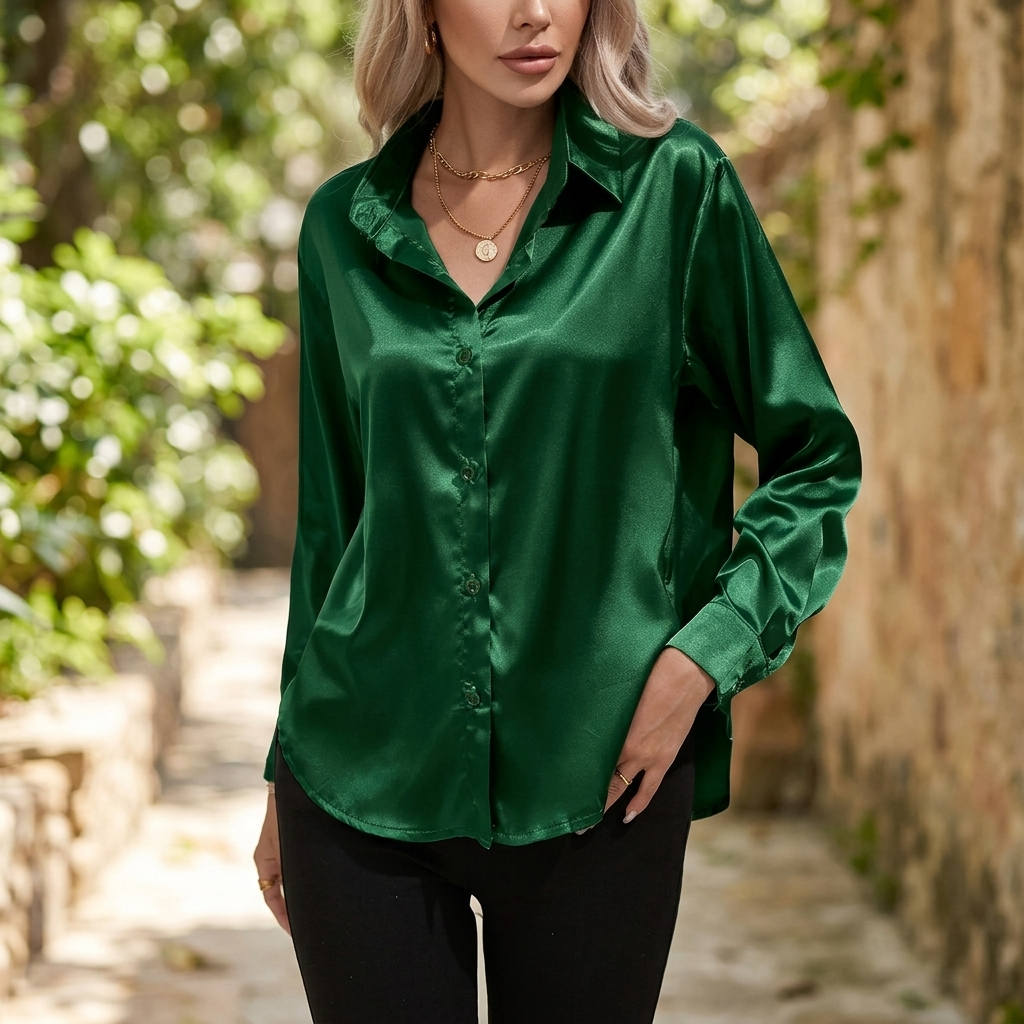 Elegant Bluse til Damer | Satin Look | Stilren & Komfortabel