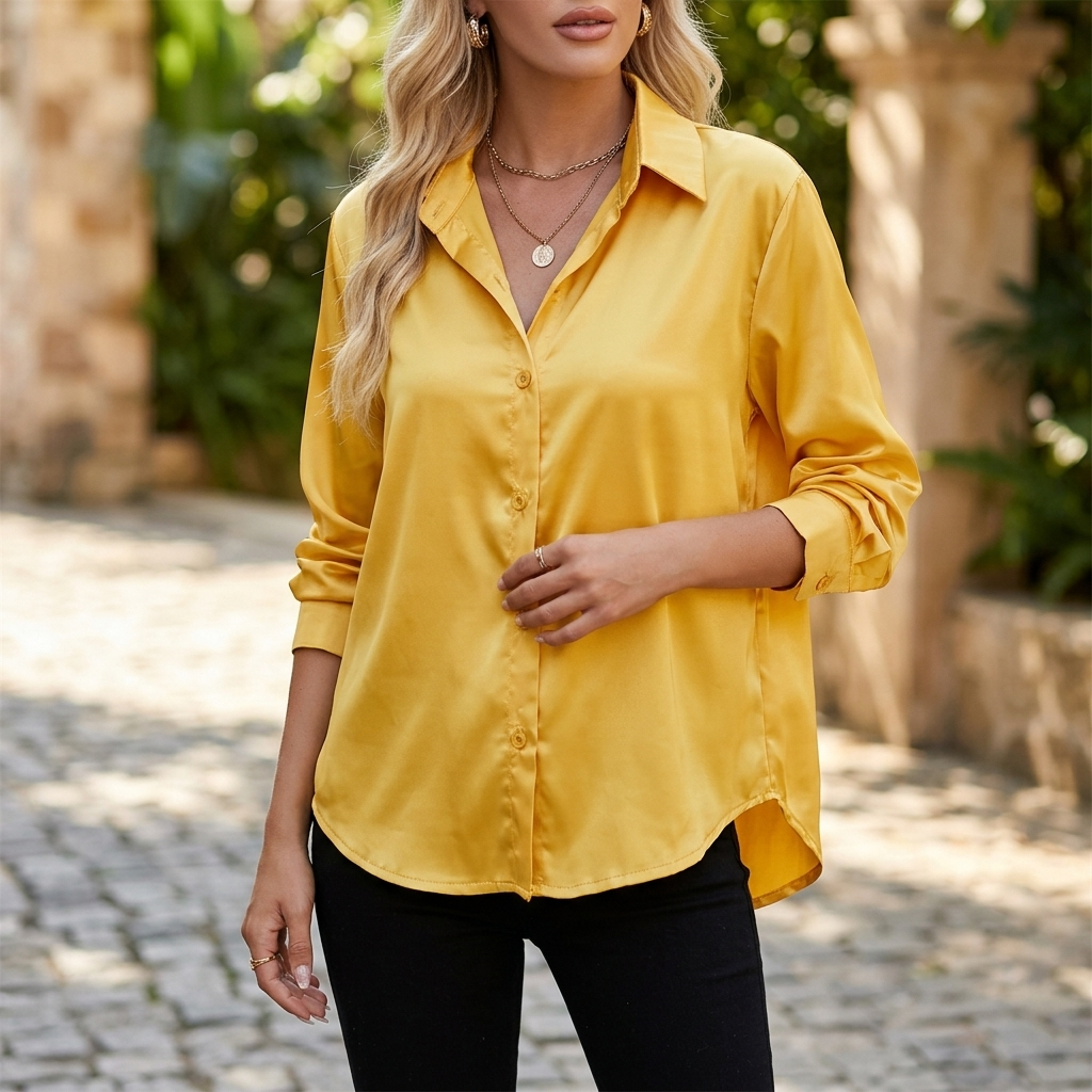 Elegant Bluse til Damer | Satin Look | Stilren & Komfortabel