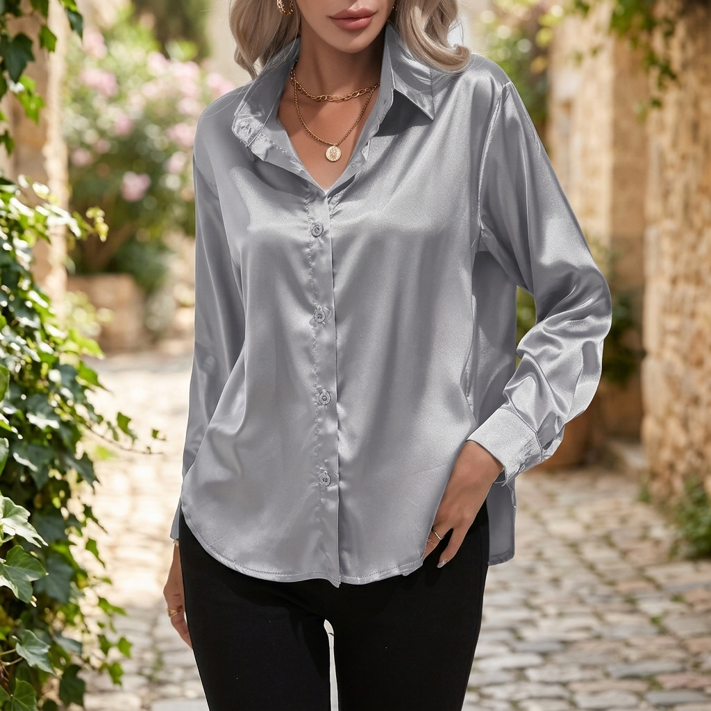 Elegant Bluse til Damer | Satin Look | Stilren & Komfortabel