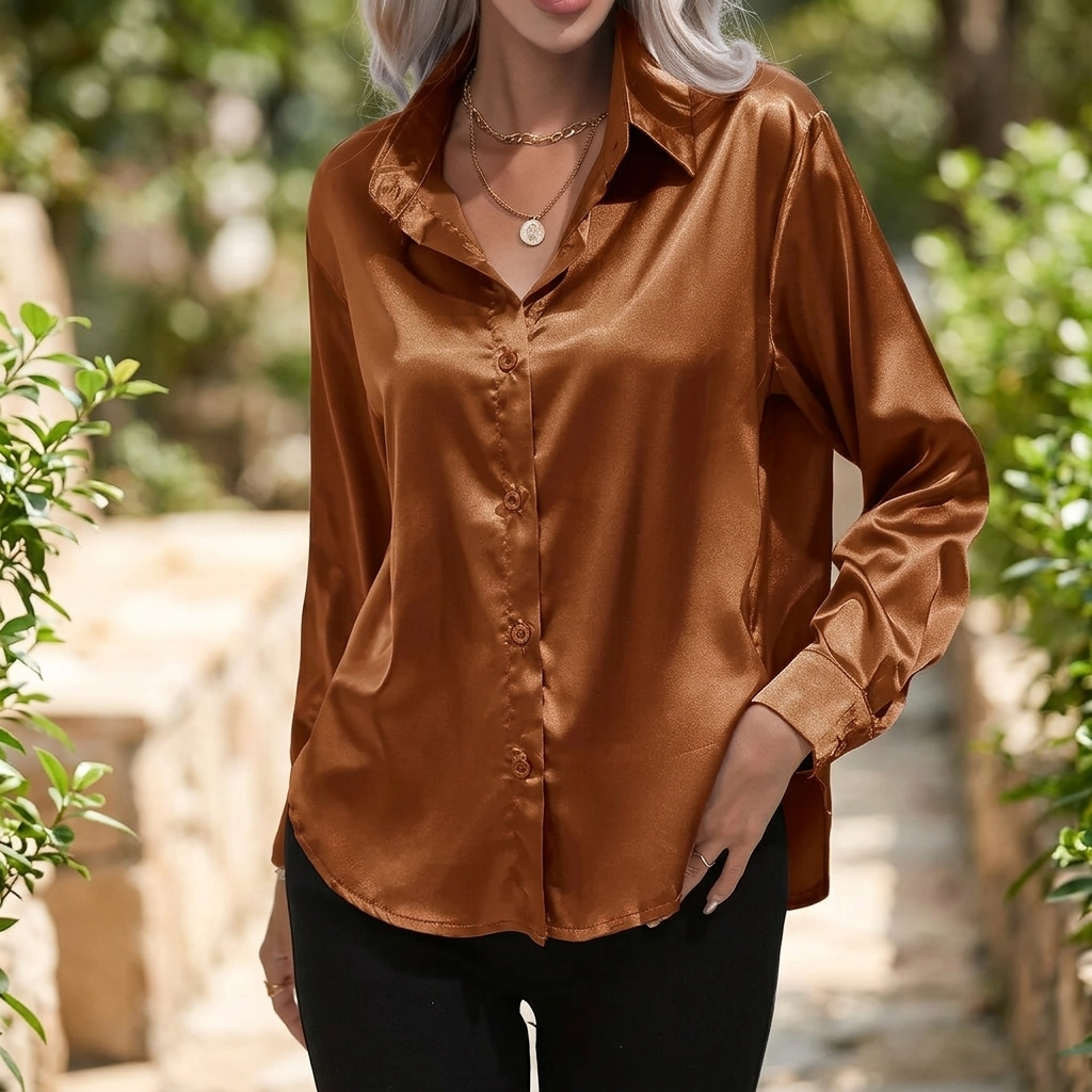 Elegant Bluse til Damer | Satin Look | Stilren & Komfortabel