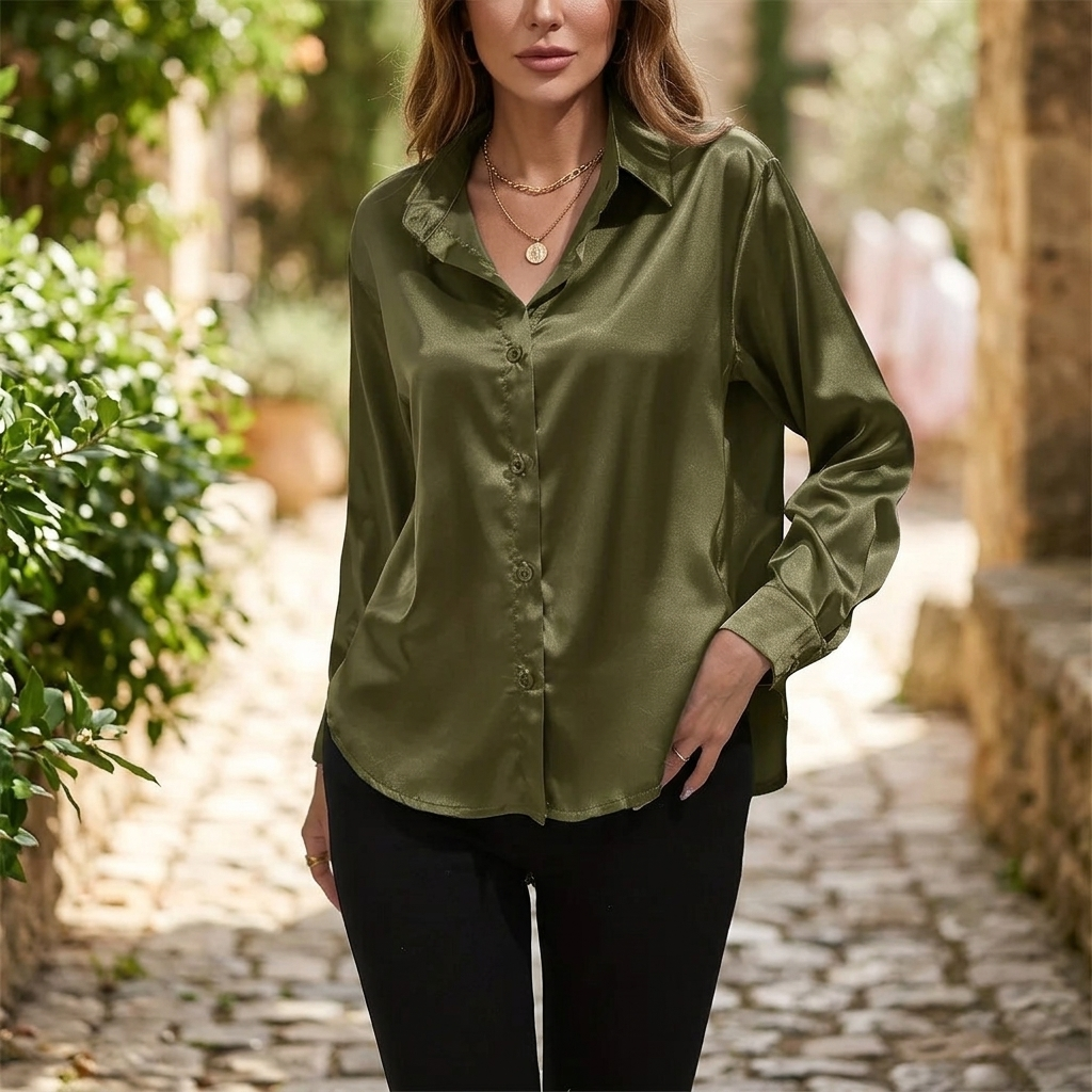 Elegant Bluse til Damer | Satin Look | Stilren & Komfortabel