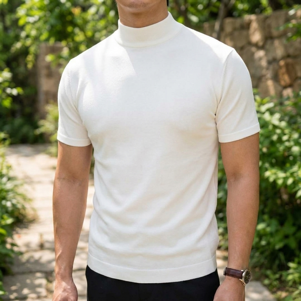 Tshirt moderne pasform | Høj Hals Design | Elegant & Komfortabel Stil