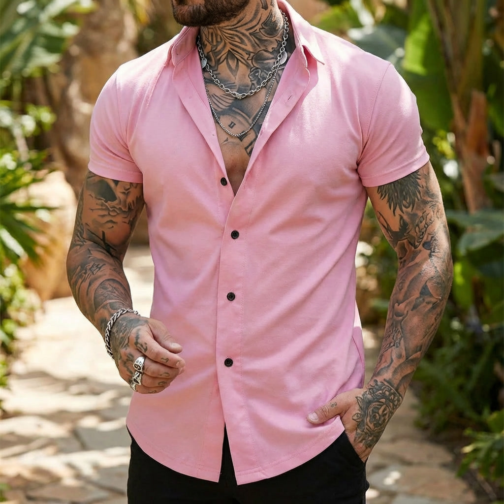 Kortærmet skjorte med Knaplukning | Slim Fit Design | Elegant & Moderne Stil