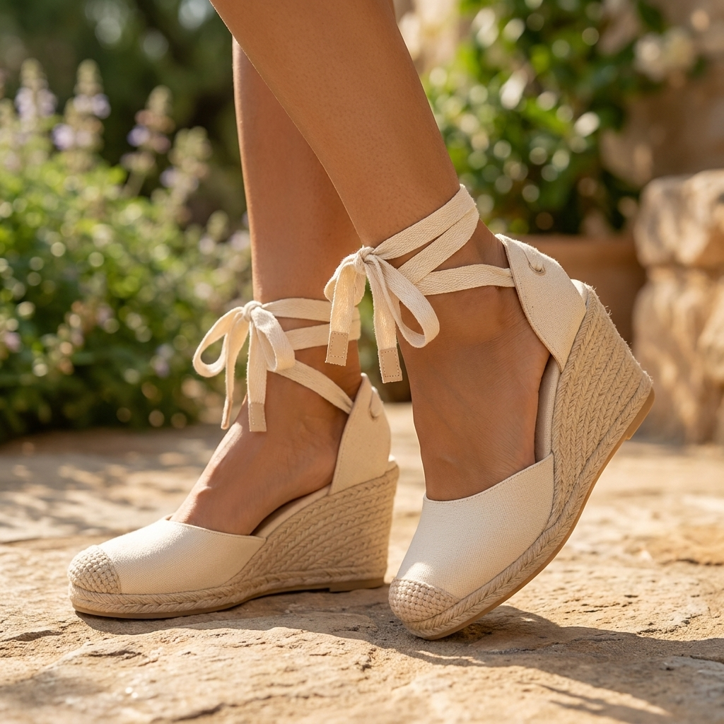 Sandaler med snørebånd feminin stil | Espadrille Sål | Komfort & Sommerlig Elegance