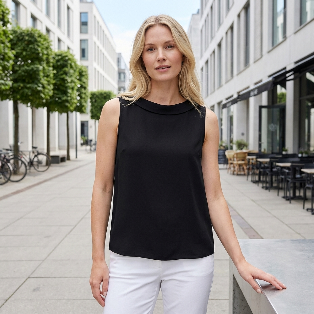 Ærmeløs top minimalistisk stil | Rund Hals Design | Let & Elegant Komfort