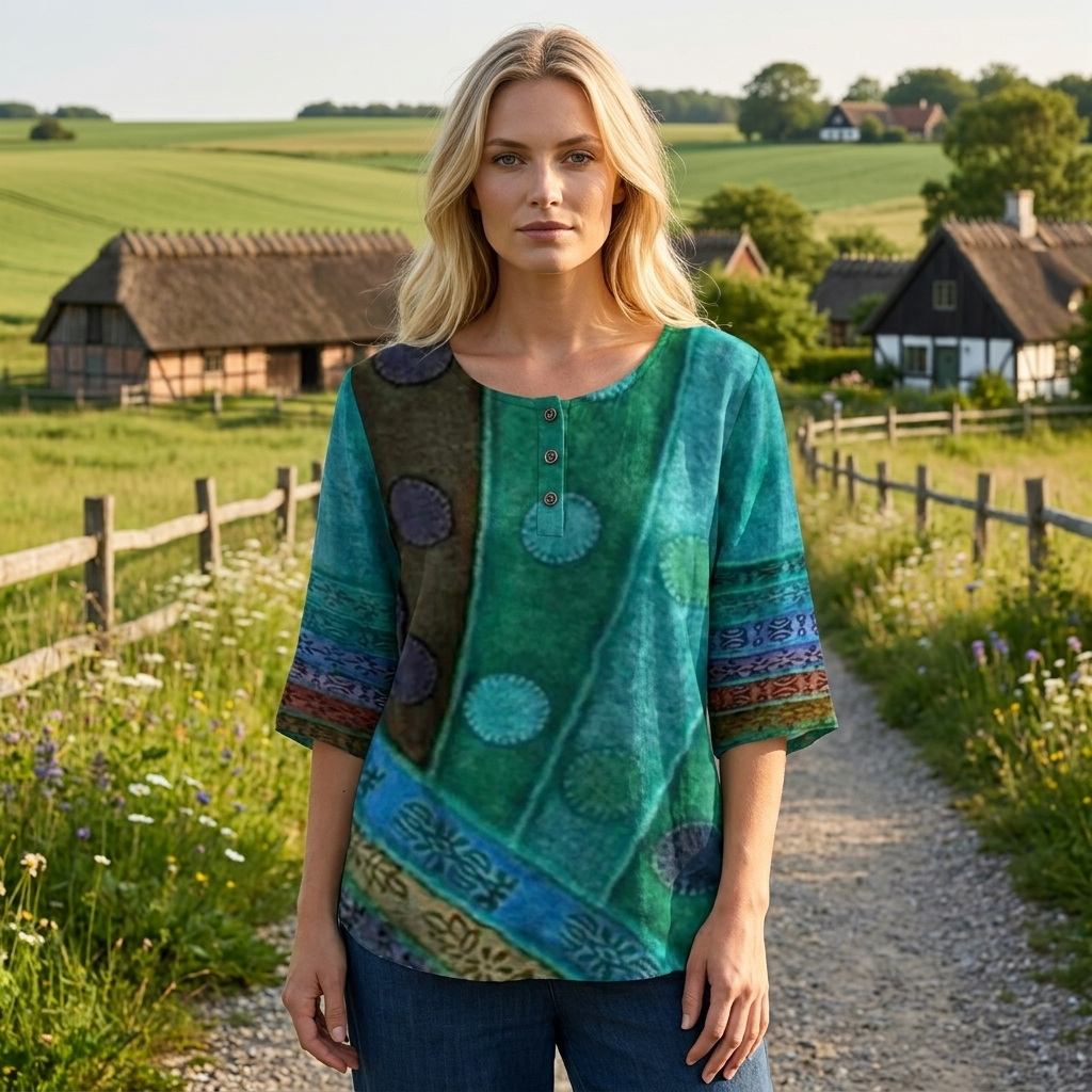Sommer top med blomsterprint | Knapdetaljer & Rund Hals | Let & Afslappet Sommerstil