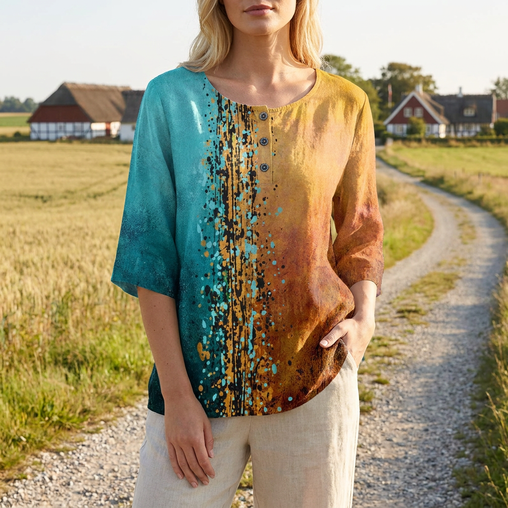 Sommer top med blomsterprint | Knapdetaljer & Rund Hals | Let & Afslappet Sommerstil