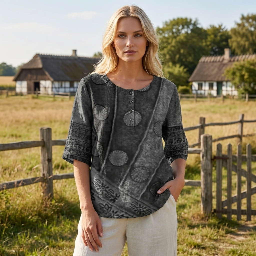 Sommer top med blomsterprint | Knapdetaljer & Rund Hals | Let & Afslappet Sommerstil