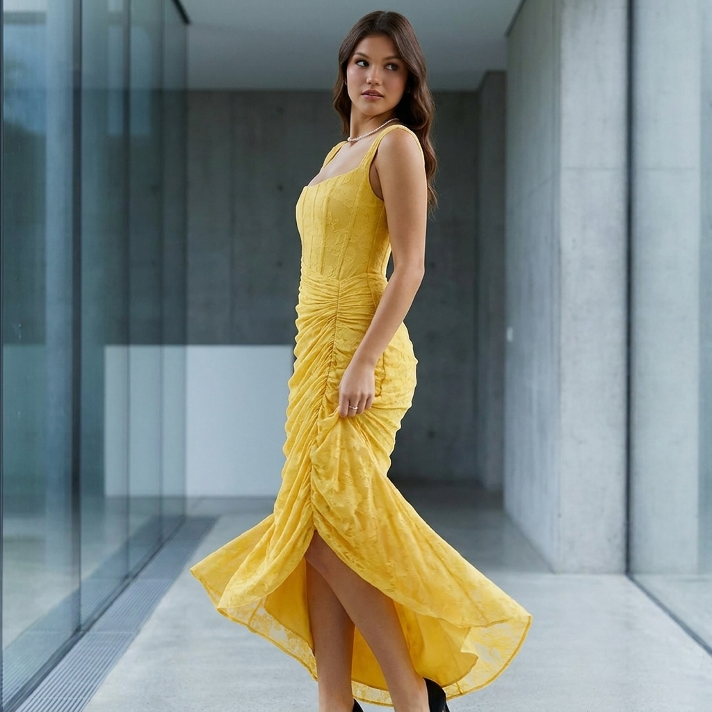 Kjole med Draperet Talje | Figursyet Silhuet | Elegant & Sofistikeret