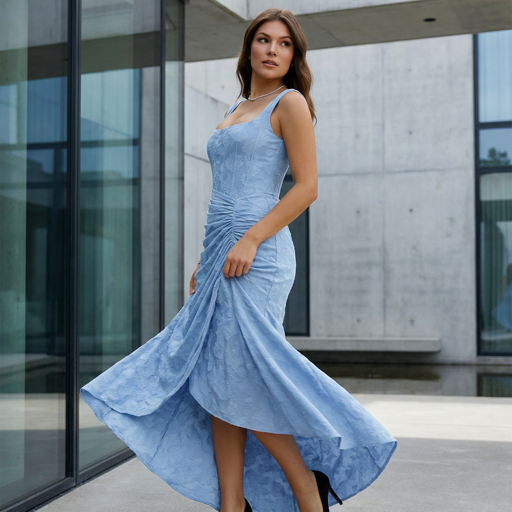 Kjole med Draperet Talje | Figursyet Silhuet | Elegant & Sofistikeret