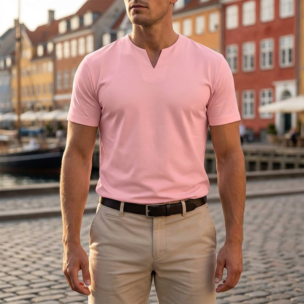 Poloskjorte med Minimalistisk Krave | Blød Pasform & Brystlomme | Moderne & Stilren Hverdagsstil
