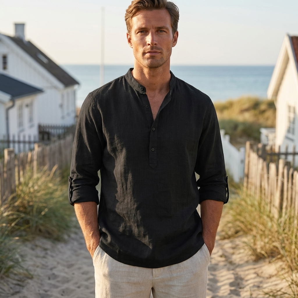 Herre skjorte med afslappet pasform | Let komfort & moderne look | Stilren & Casual Hverdagsstil