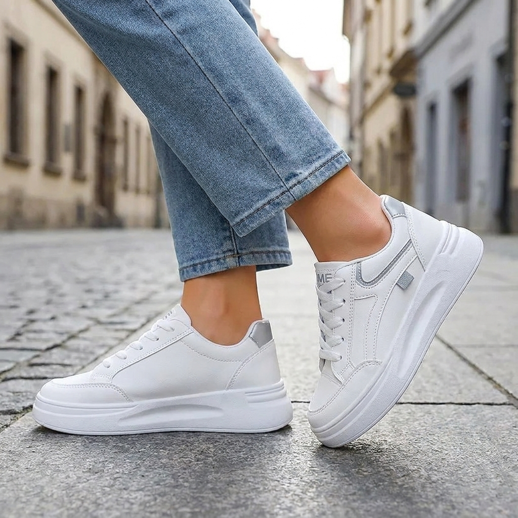Sommerlige hvide sneakers til kvinder | Let komfort & minimalistisk design | Moderne & Afslappet Hverdagsstil