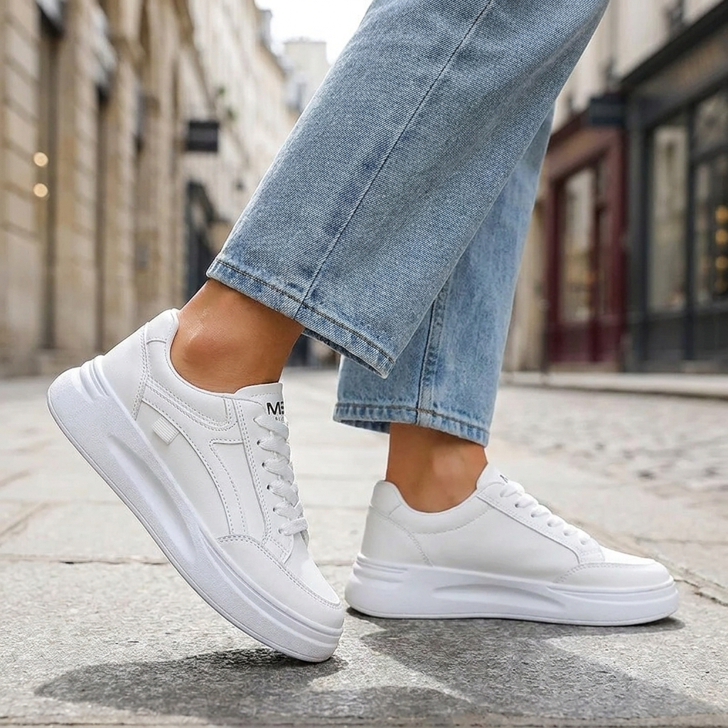 Sommerlige hvide sneakers til kvinder | Let komfort & minimalistisk design | Moderne & Afslappet Hverdagsstil