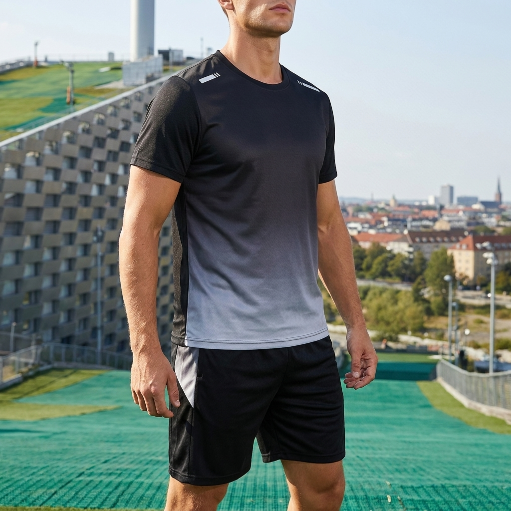 To-delt sportssæt til mænd med Atletisk Pasform | Åndbart Træningsdesign | Komfort til Aktiv Hverdag