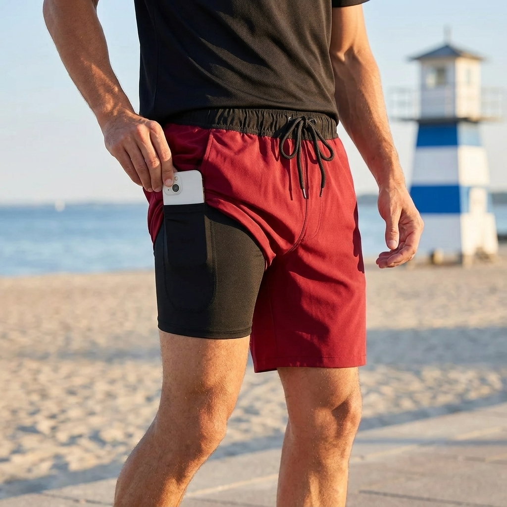 Hurtigtørrende badebukser i sporty stil til mænd | Integreret Indershorts | Komfort & Bevægelsesfrihed