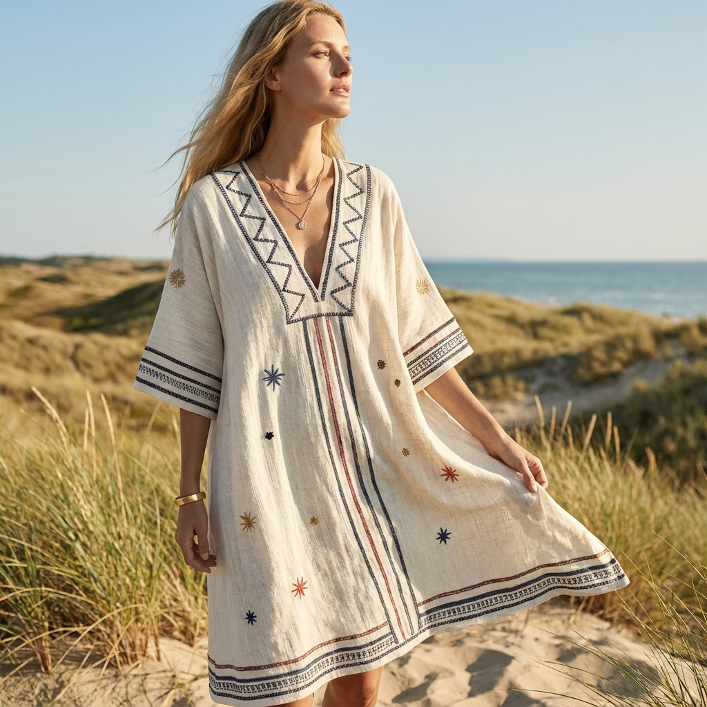 Elegant og let sommerkjole med Boheme-Inspireret Design | Luftig & Komfortabel Pasform | Feminint Strandlook