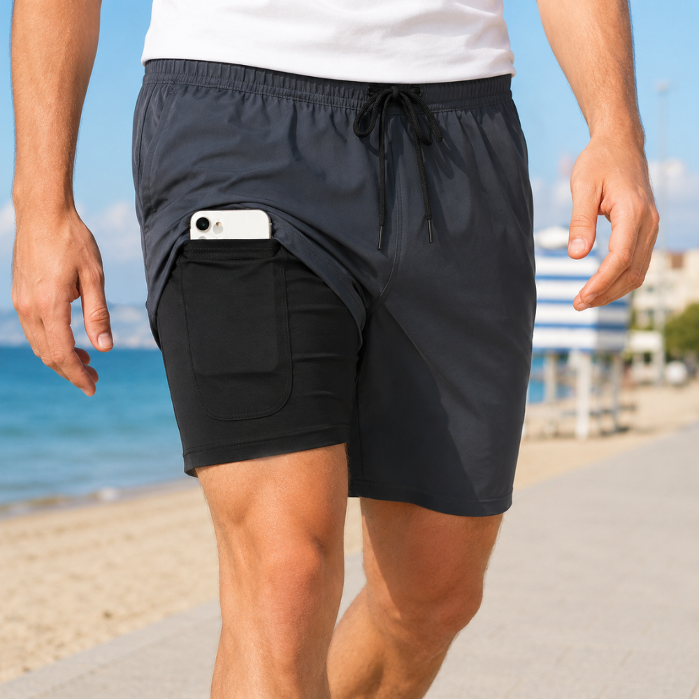 Hurtigtørrende badebukser i sporty stil til mænd | Integreret Indershorts | Komfort & Bevægelsesfrihed