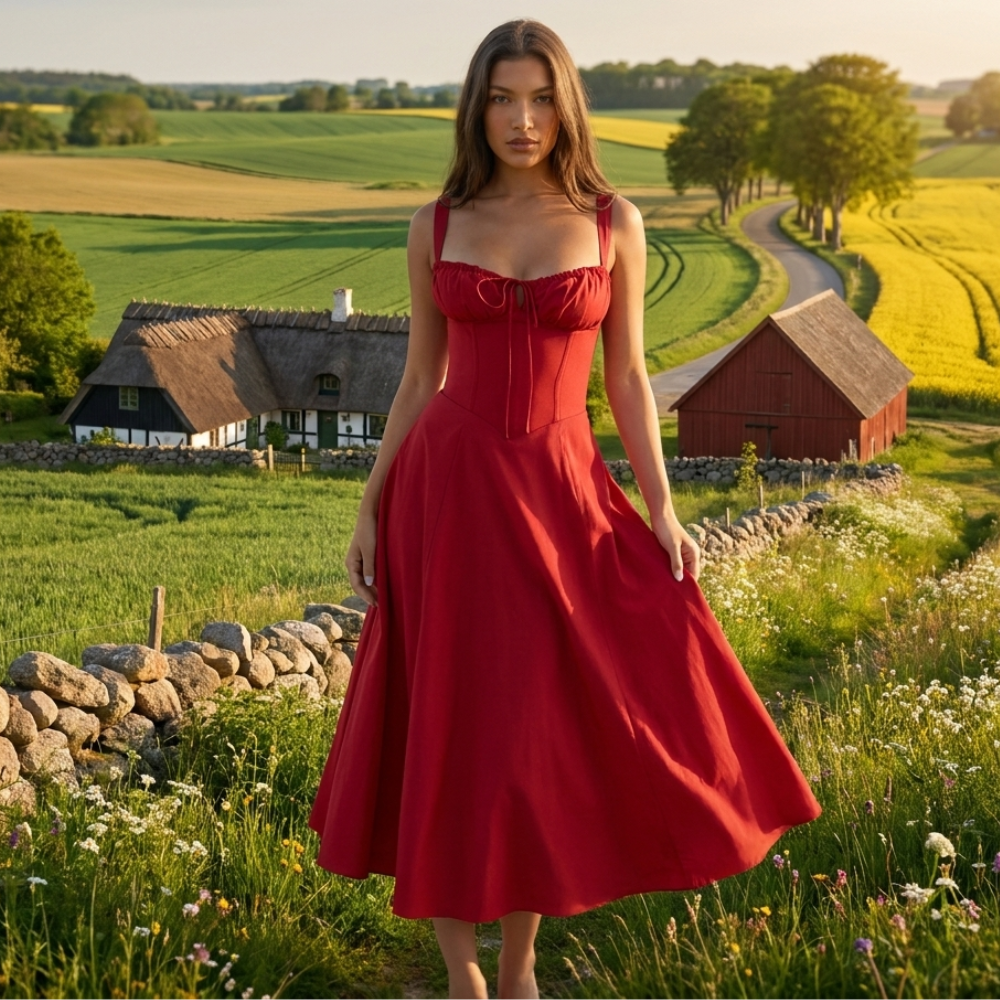 Sommerkjole med blomsterprint | Slids & justerbare stropper | Let & Elegant Sommerstil